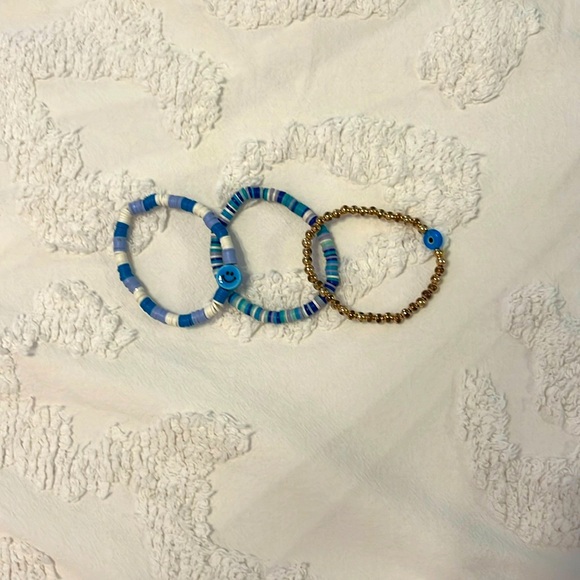 homemade clay bead bracelet set (blue) - Picture 1 of 5